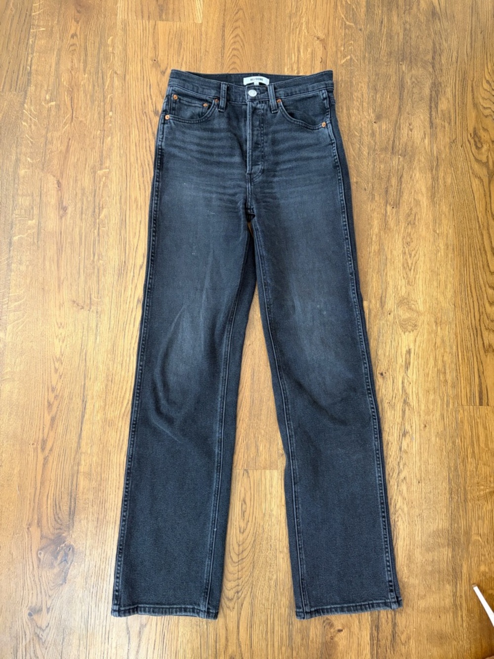 Re/Done Straight Jeans in Washed Black